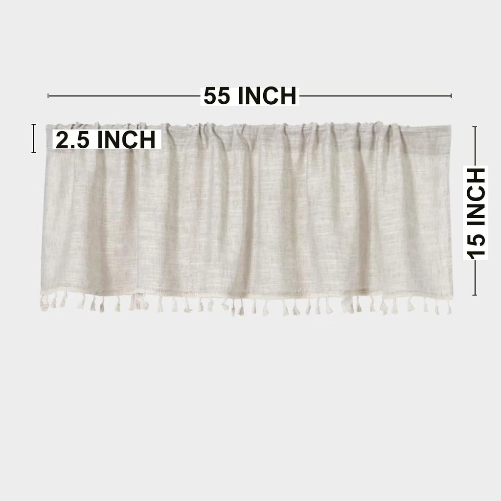 Boho Tassel Linen Window Valance 2‑Pack