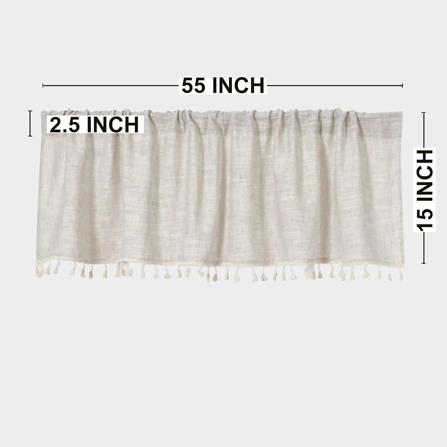 Boho Tassel Linen Window Valance 2‑Pack
