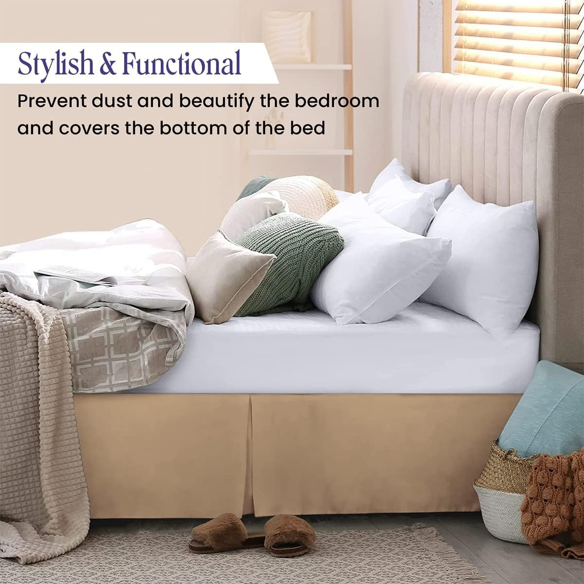 Split‑Corner Box Pleated Microfiber Bed Skirt