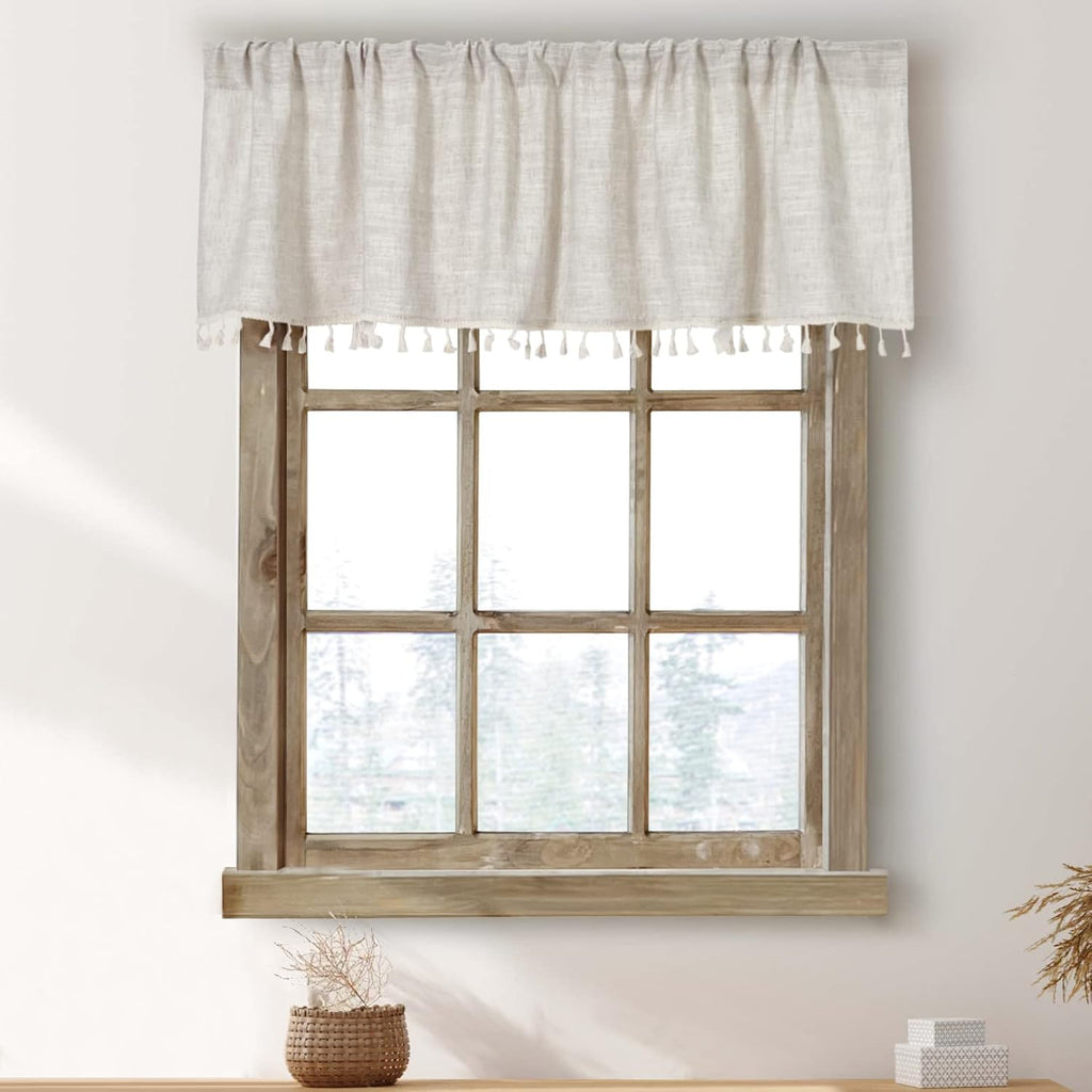 Boho Tassel Linen Window Valance 2‑Pack