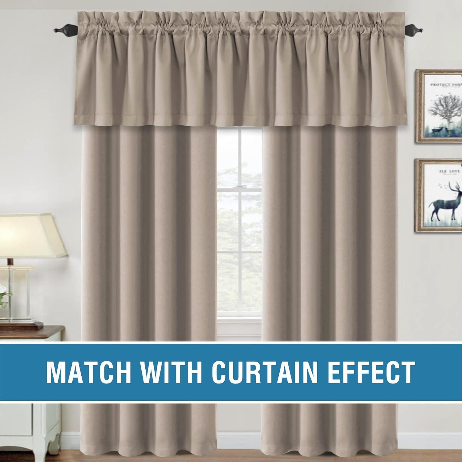 Thermal Blackout Farmhouse Window Valance Panels
