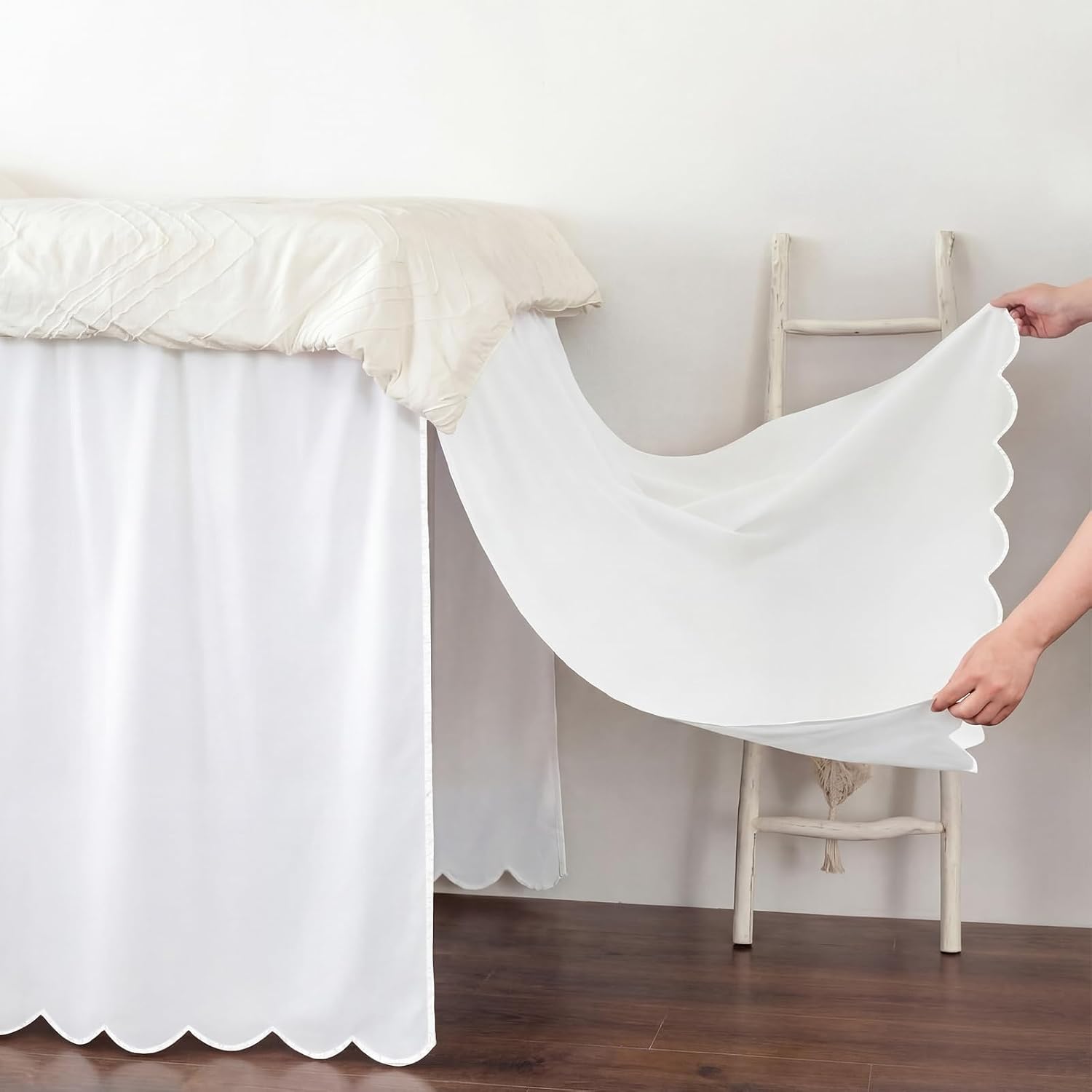 Scalloped Twin XL Dorm Drop Bed Skirt