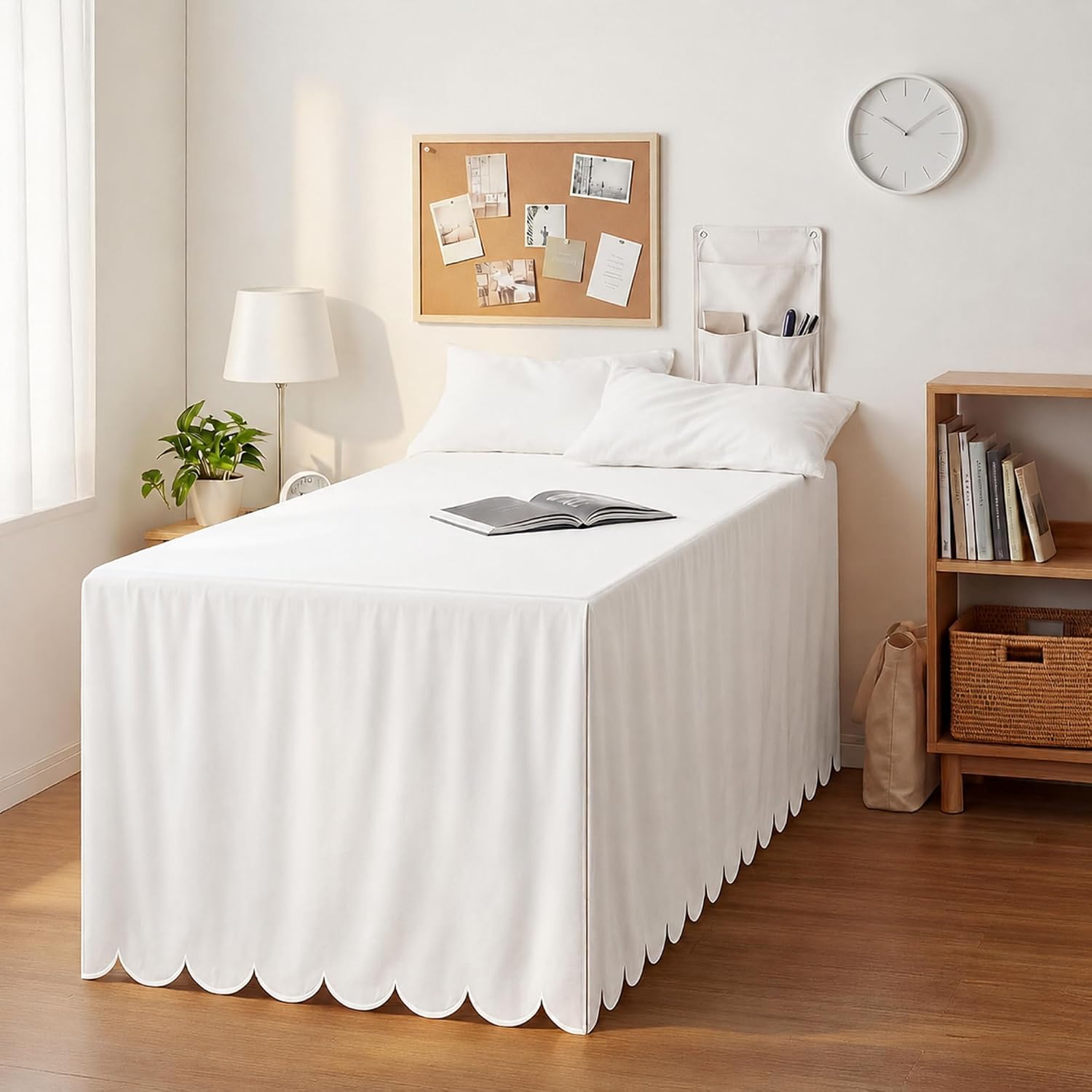 Scalloped Twin XL Dorm Drop Bed Skirt