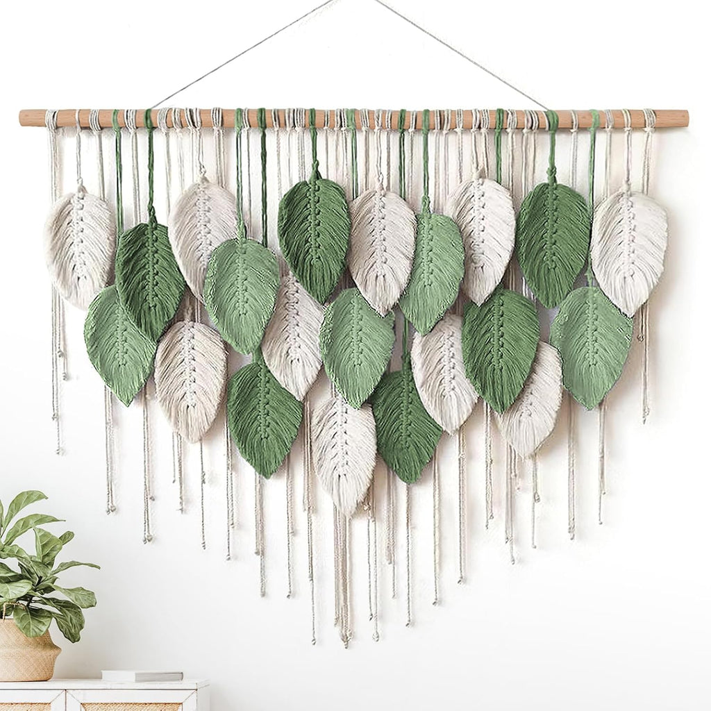 Boho Leaf Macrame Wall Hanging Decor