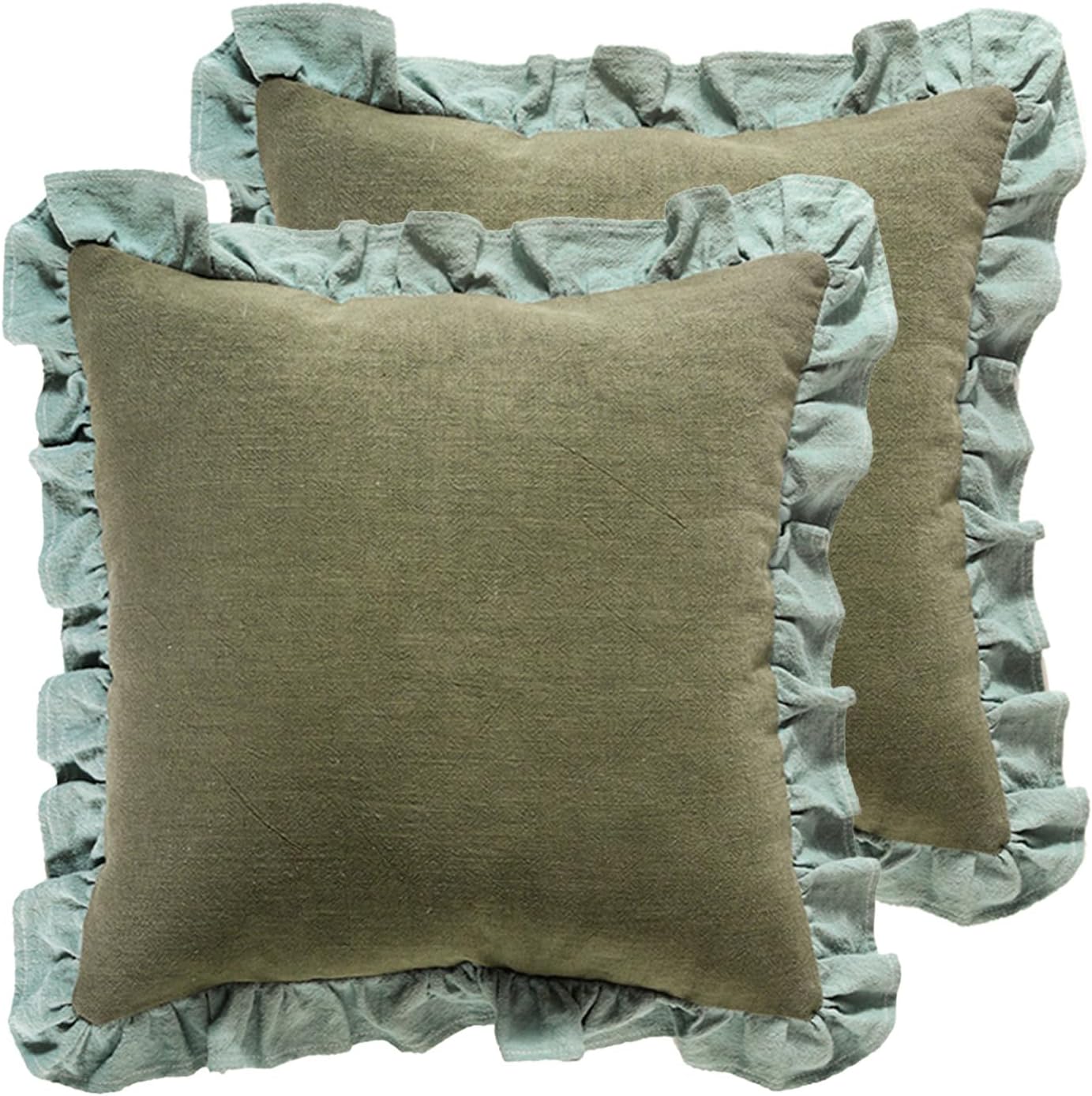 Vintage Linen Green Pillow Covers Set