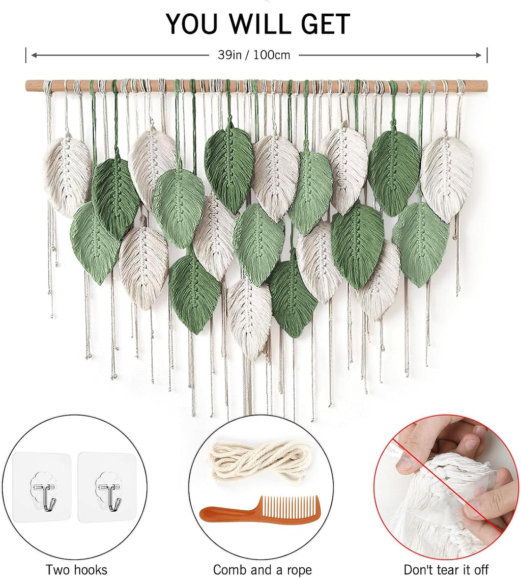 Boho Leaf Macrame Wall Hanging Decor