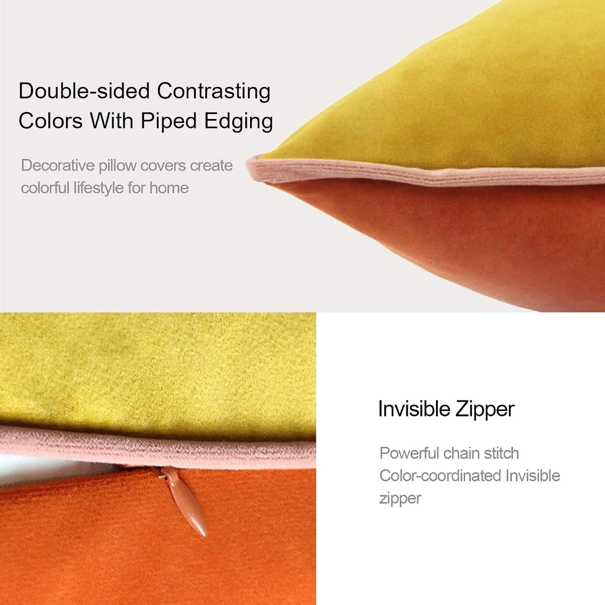 Double‑Colored Velvet Throw Pillow Covers 4‑Pack