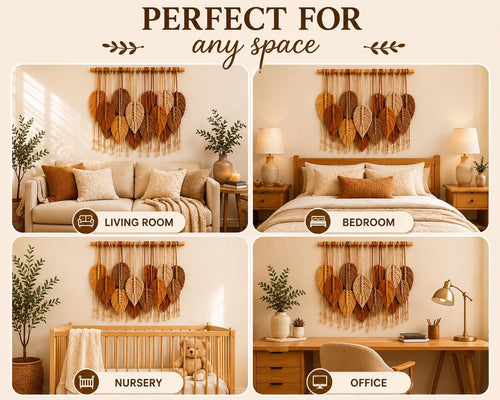 Boho Leaf Macrame Woven Wall Hanging Decor