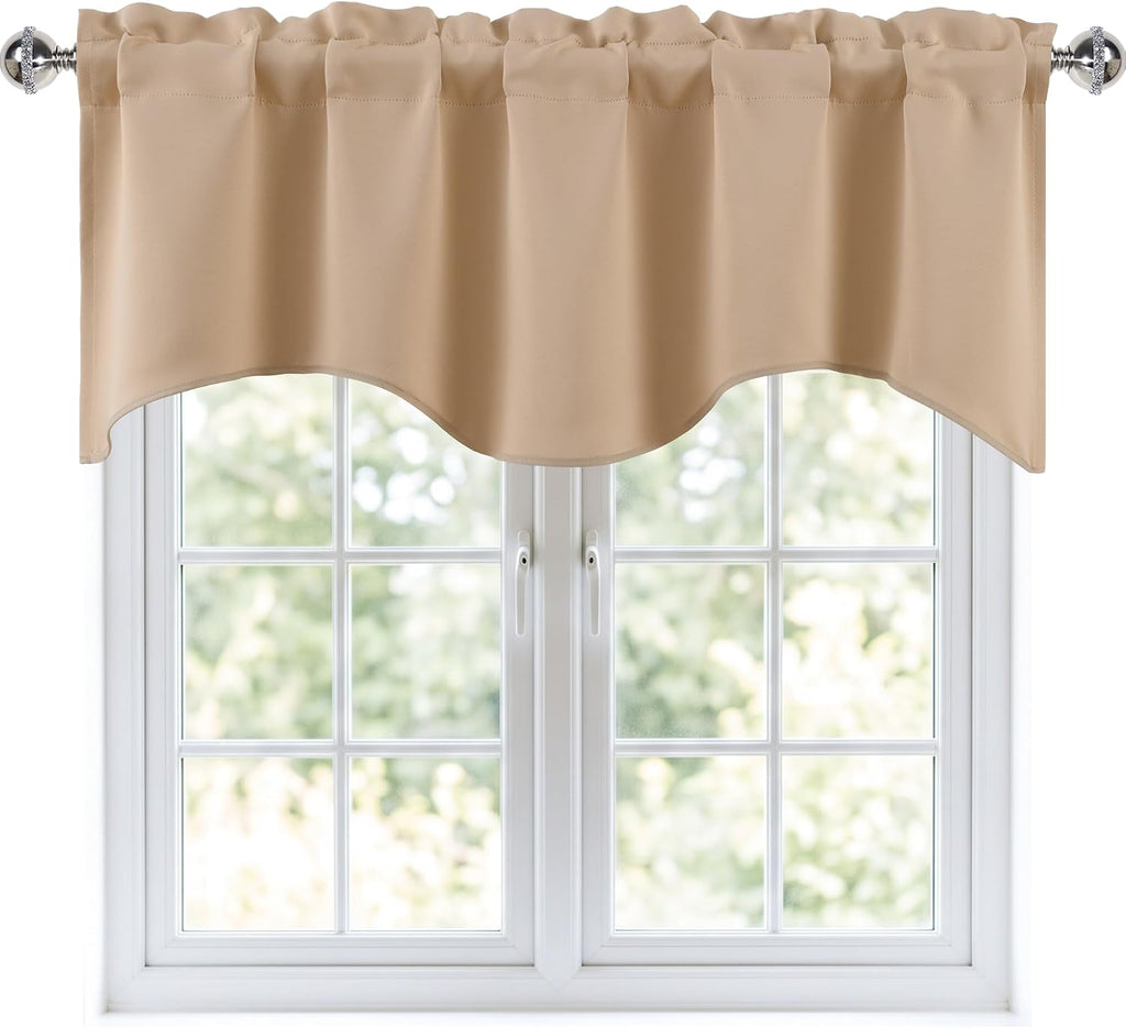 Scalloped Edge Beige Window Valance Panel
