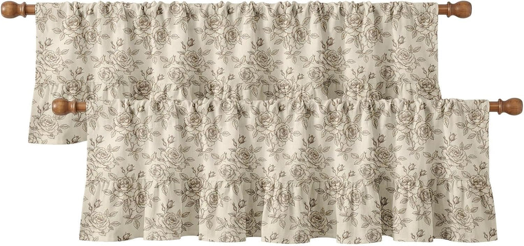 Floral Ruffle Hem Window Valance 2‑Pack