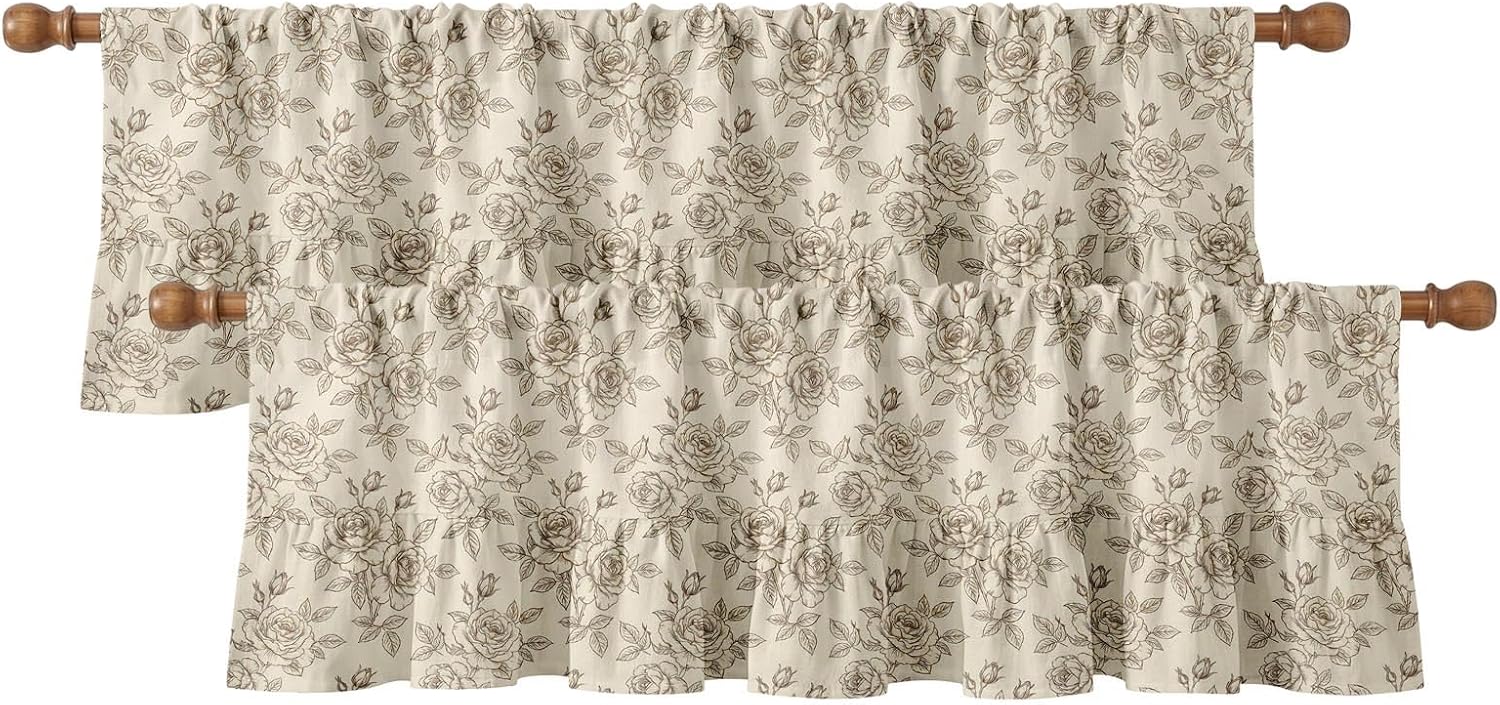 Floral Ruffle Hem Window Valance 2‑Pack