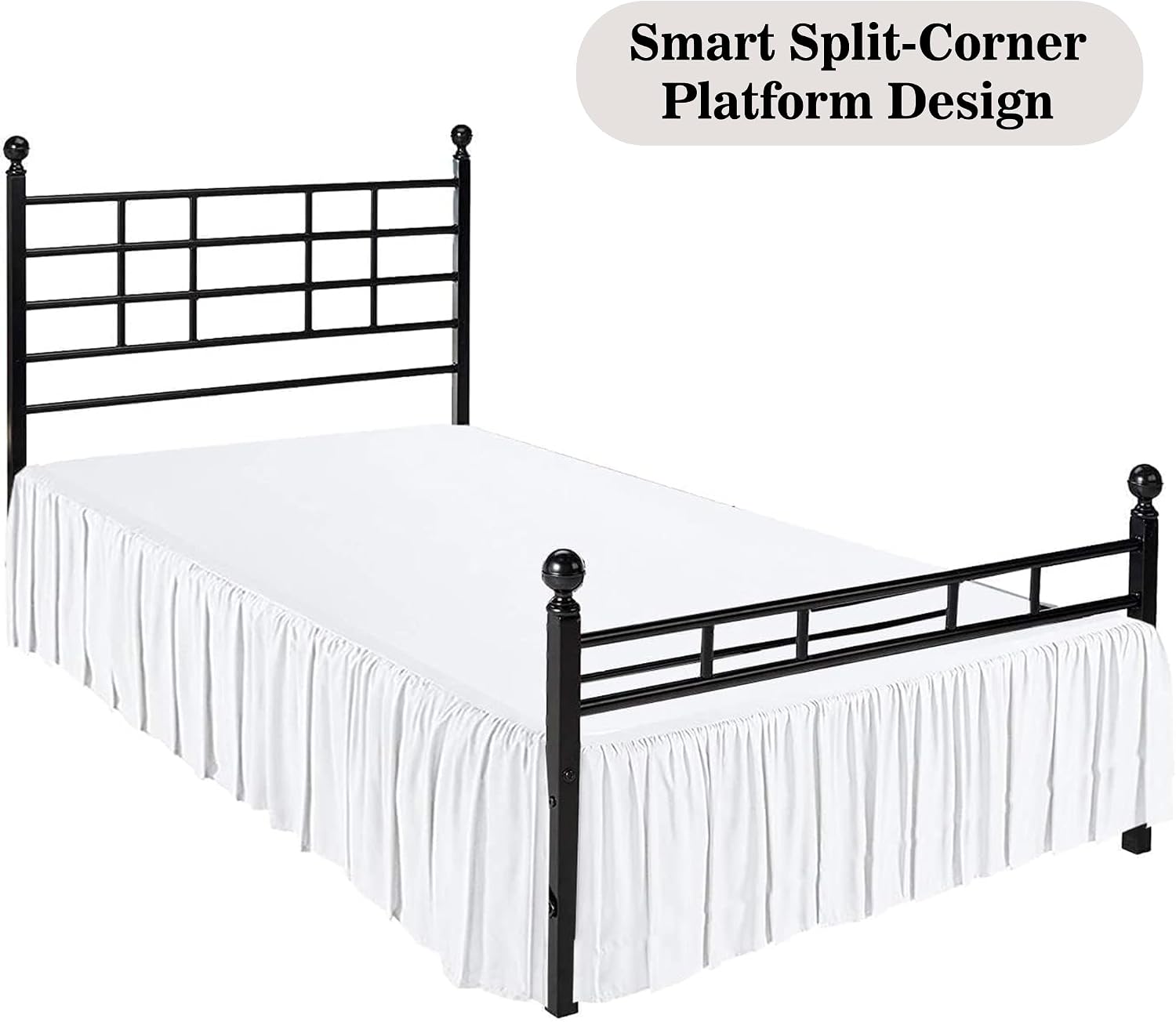 White Ruffled Microfiber Queen Bed Skirt