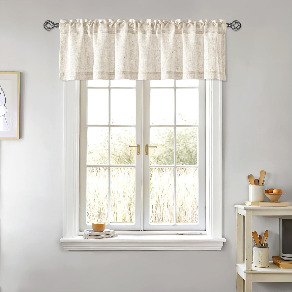 Linen Semi‑Sheer Farmhouse Window Valance Panels