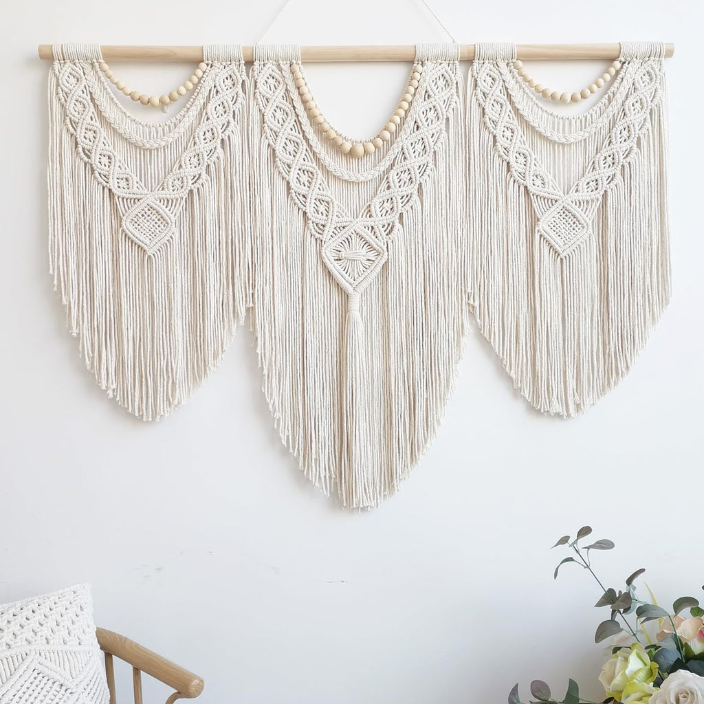 Handmade Beaded Boho Macrame Wall Hanging Decor
