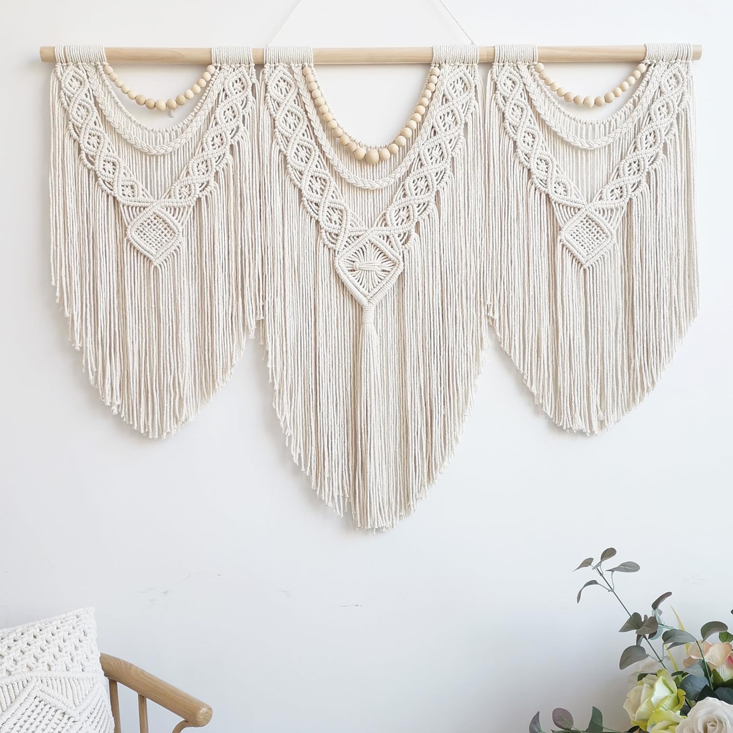 Handmade Beaded Boho Macrame Wall Hanging Decor