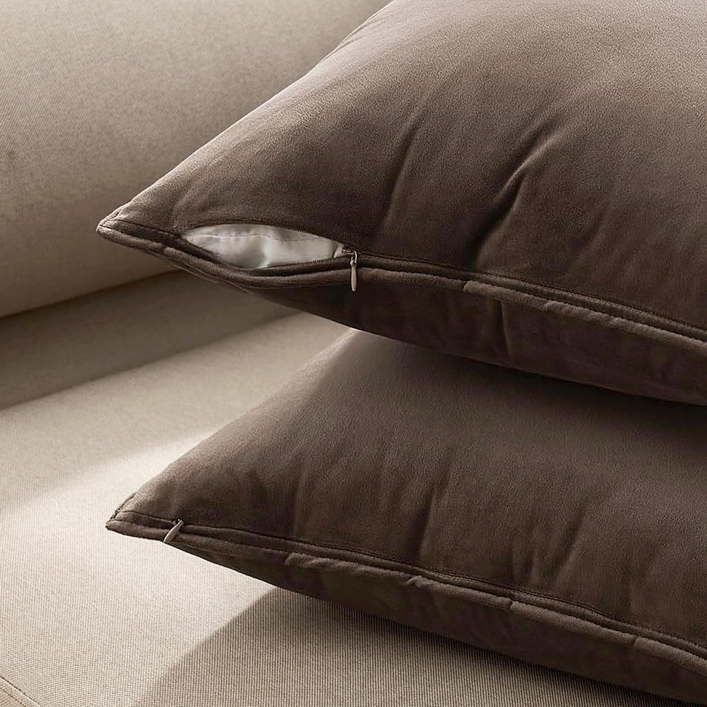 Dark Coffee Velvet Decorative Pillow Covers