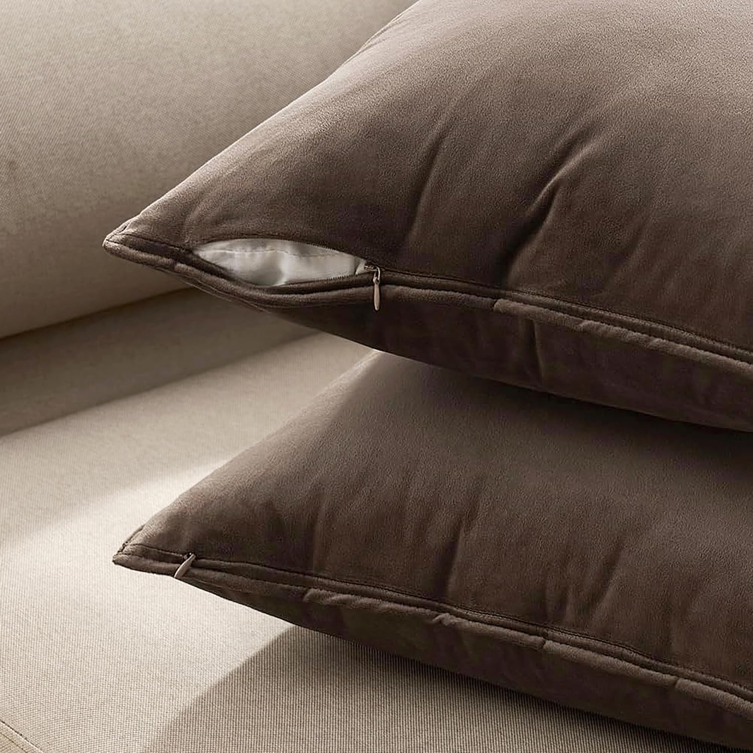 Dark Coffee Velvet Decorative Pillow Covers
