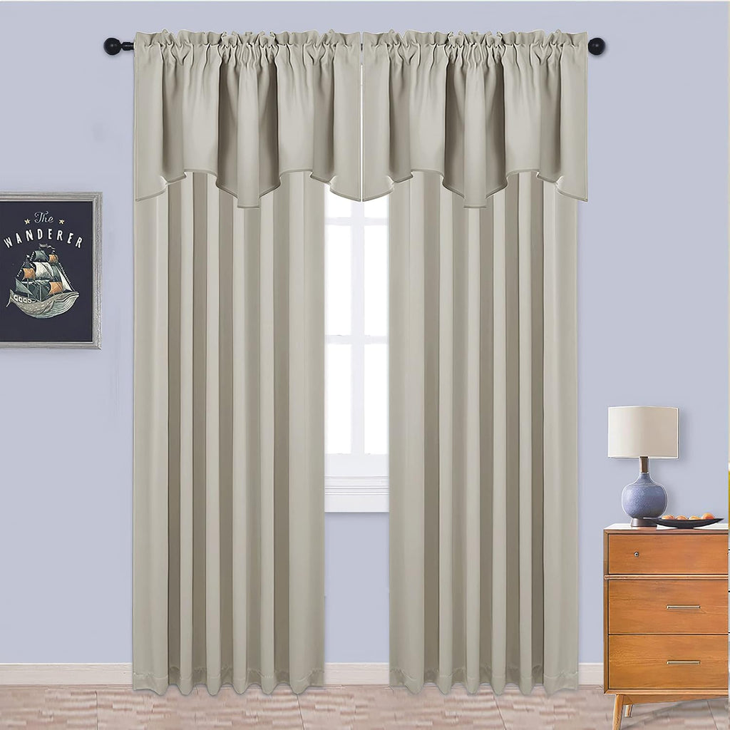 Natural Kitchen Blackout Window Valance Panels