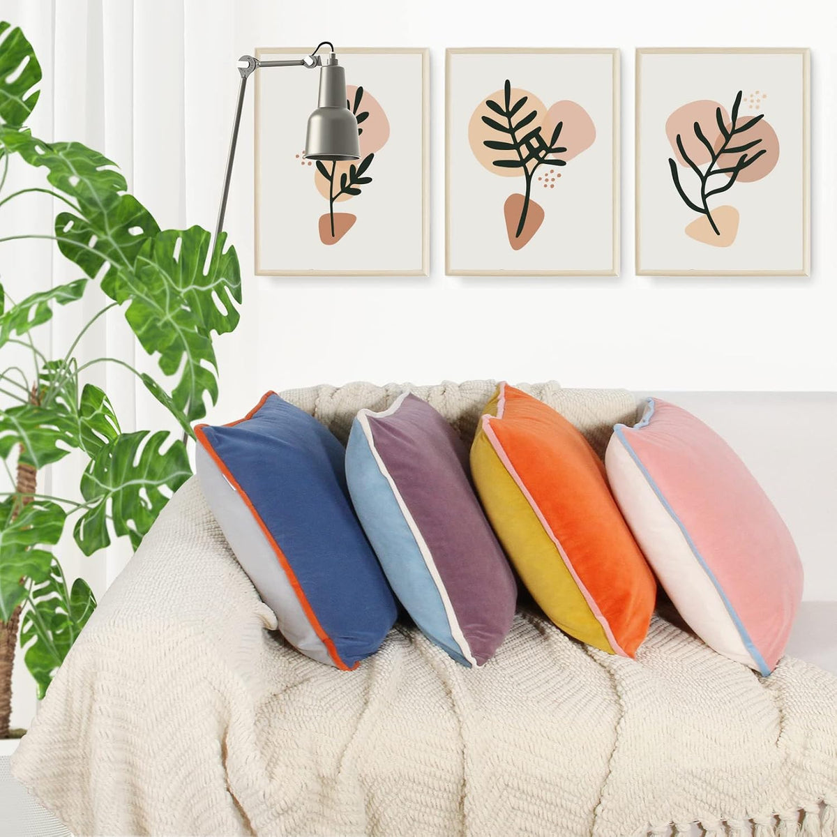Double‑Colored Velvet Throw Pillow Covers 4‑Pack