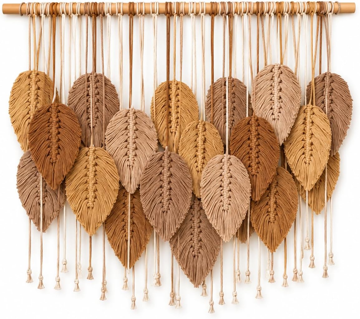 Boho Leaf Macrame Woven Wall Hanging Decor