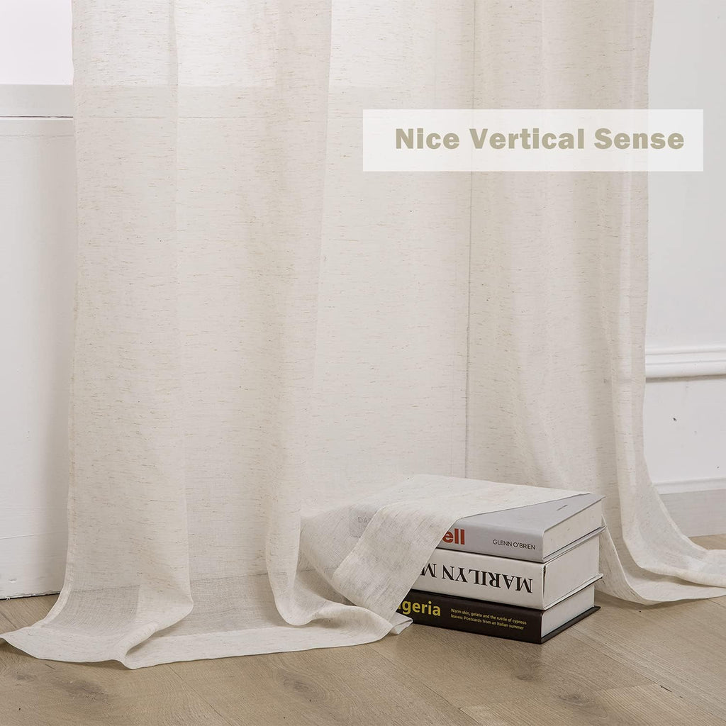 Textured Linen Semi‑Sheer Window Valance Panels