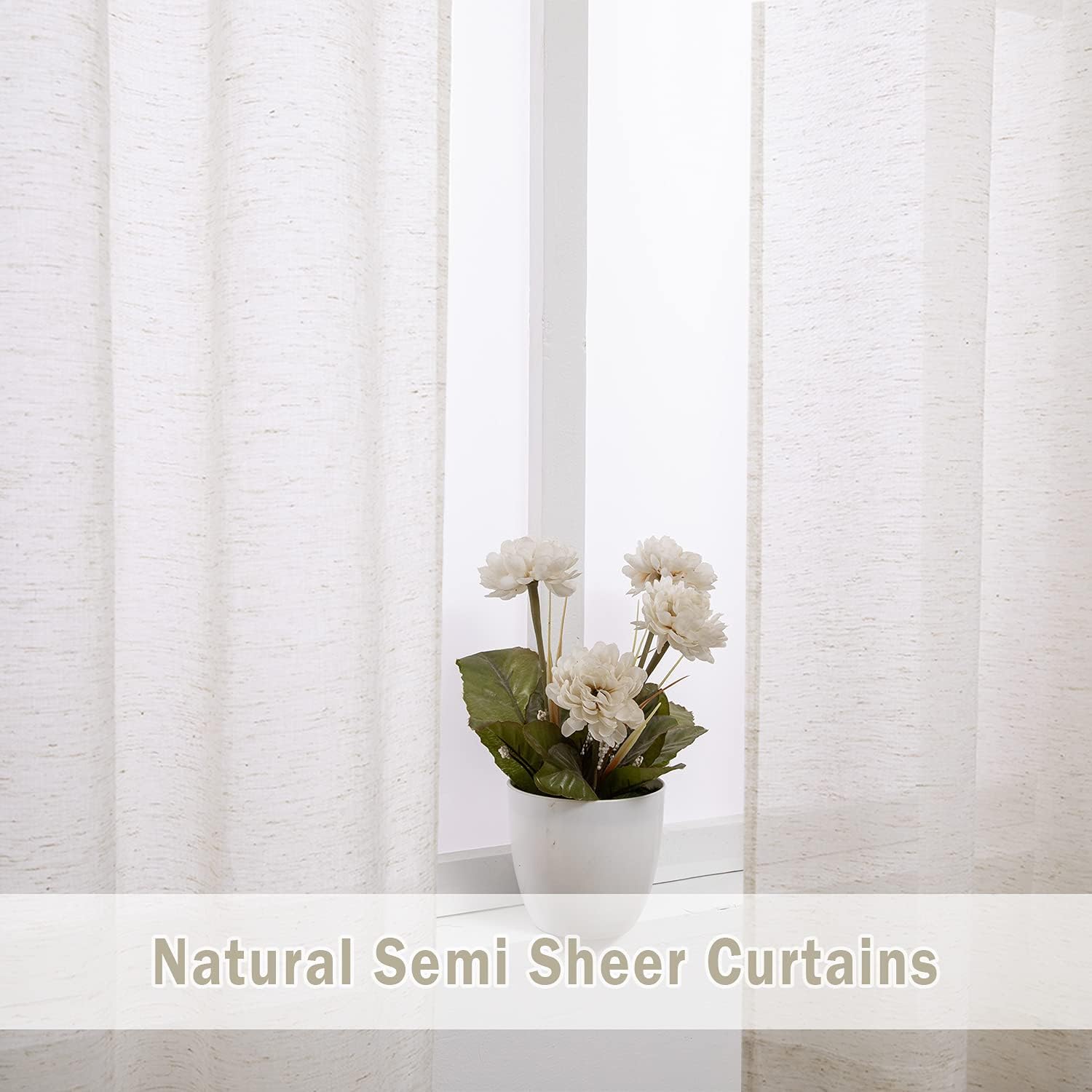 Textured Linen Semi‑Sheer Window Valance Panels