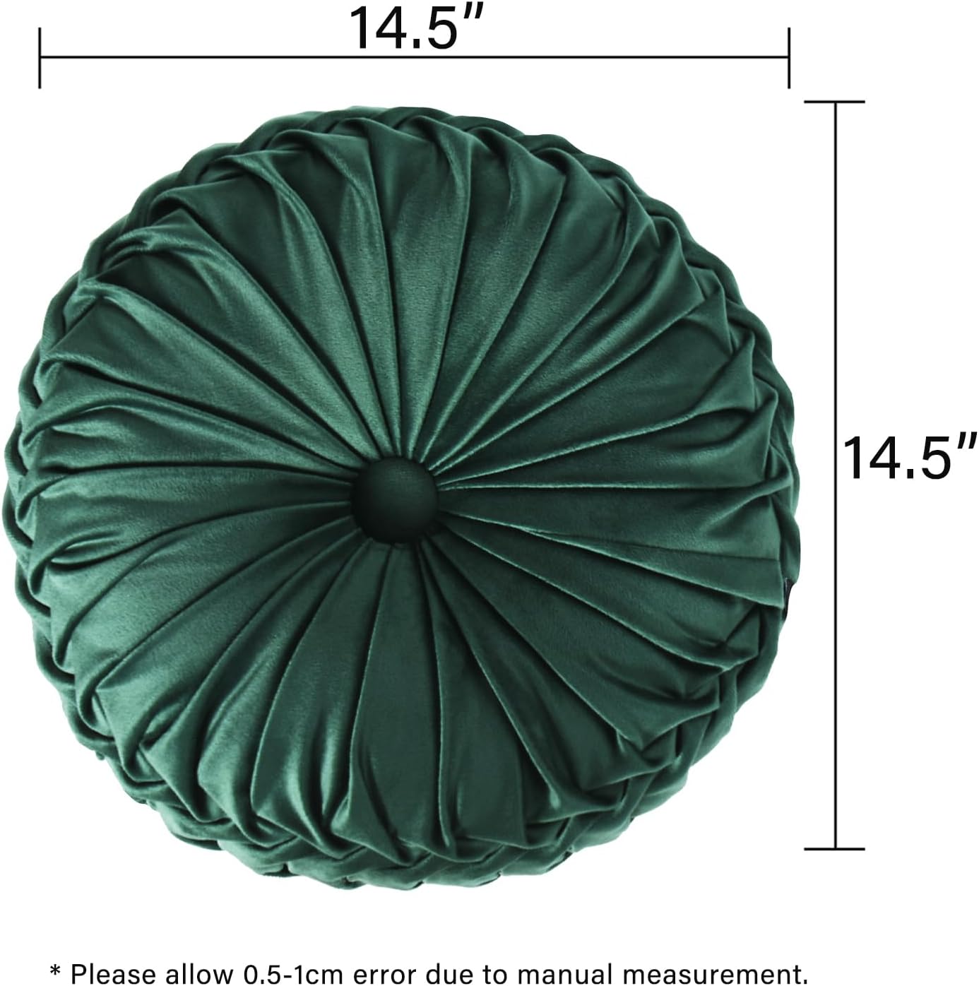 Emerald Velvet Pleated Round Throw Pillows