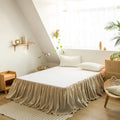 Pleated Frill Linen Blend Farmhouse Bed Skirt