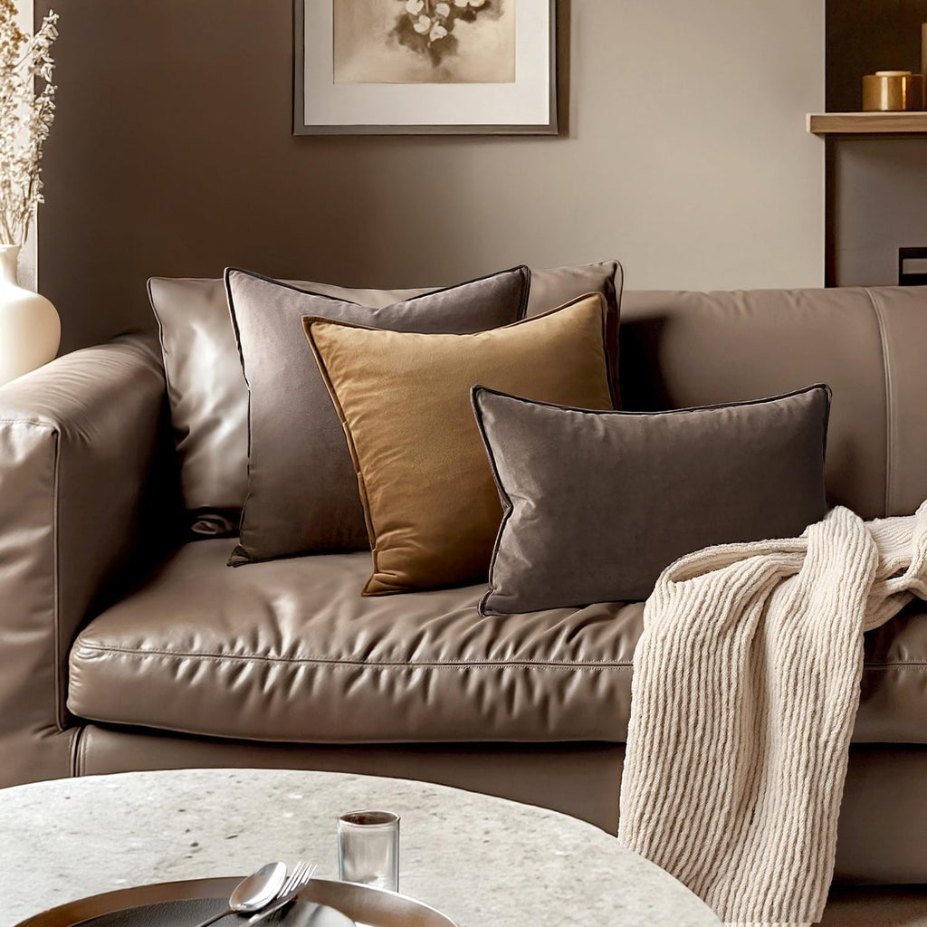 Dark Coffee Velvet Decorative Pillow Covers