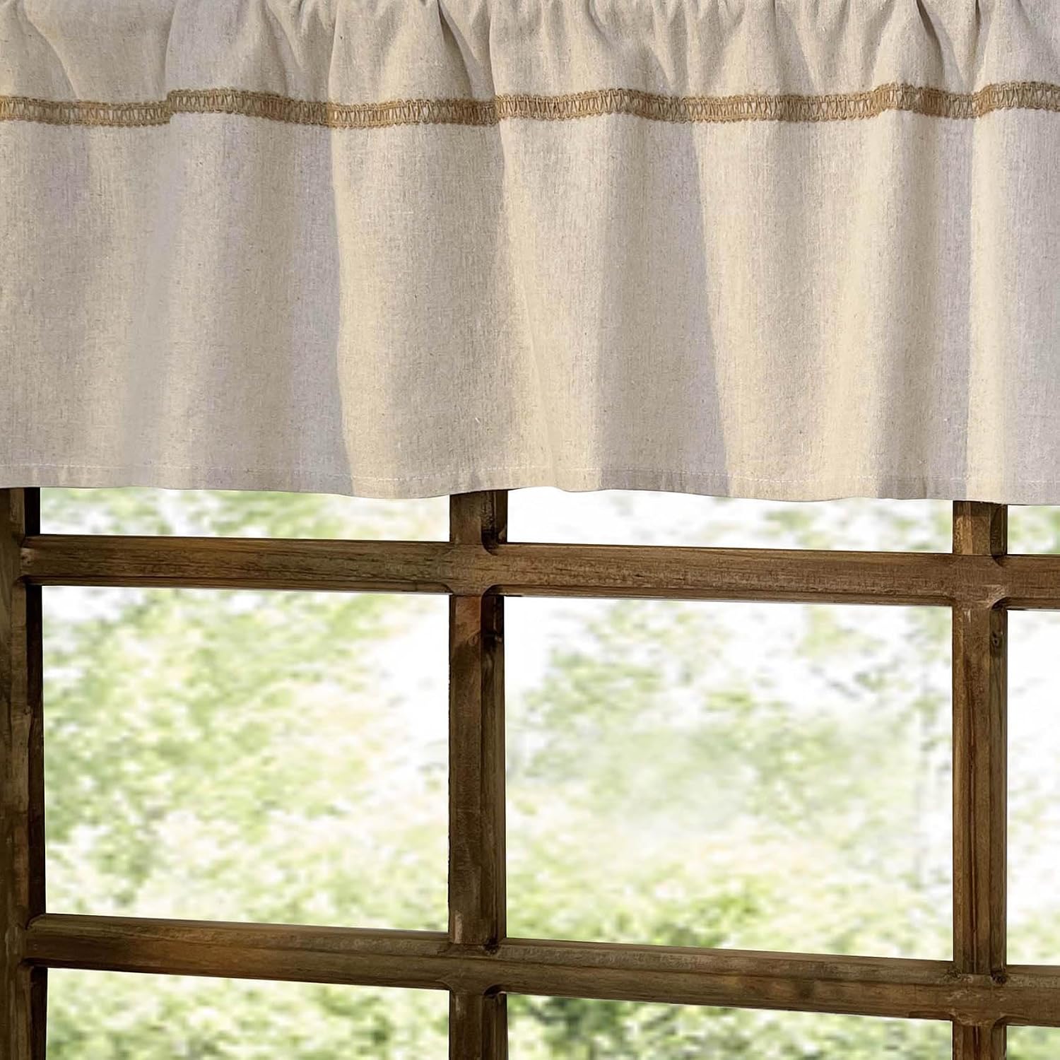 Cotton Linen Lace‑Trim Window Valance 2‑Pack