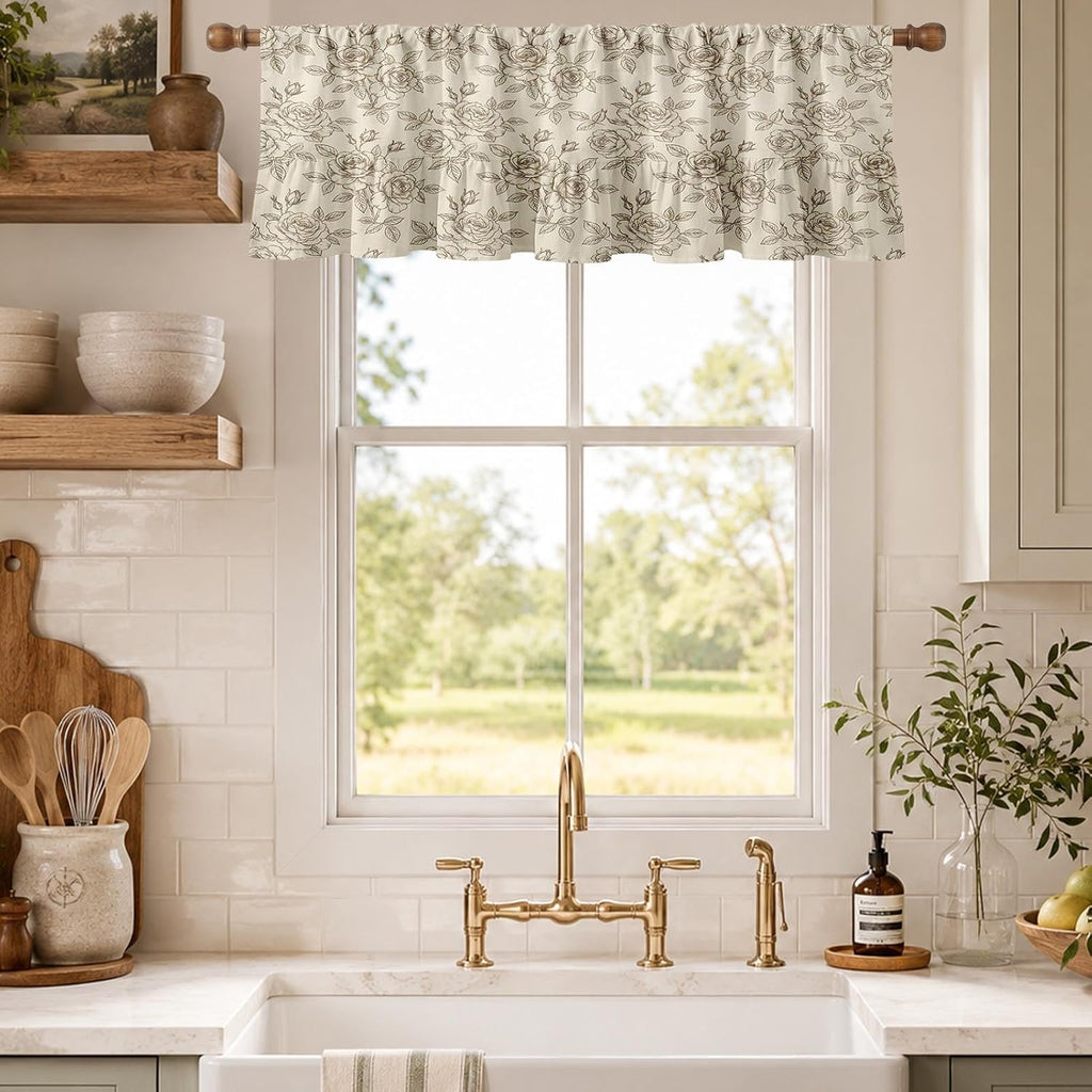 Floral Ruffle Hem Window Valance 2‑Pack