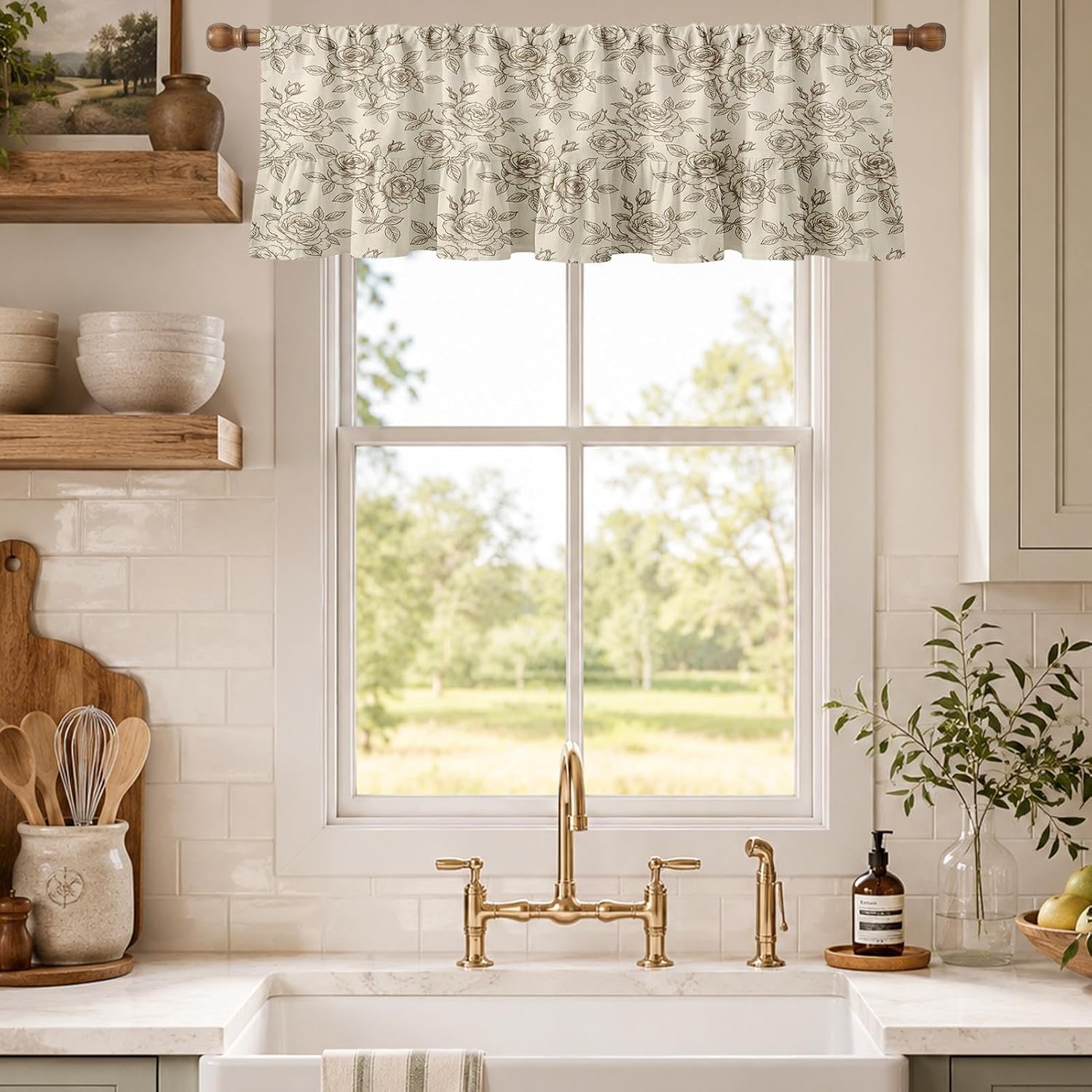Floral Ruffle Hem Window Valance 2‑Pack