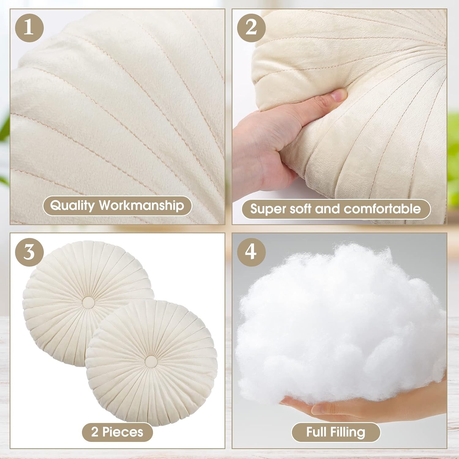 Cream Velvet Round Pumpkin Throw Pillows