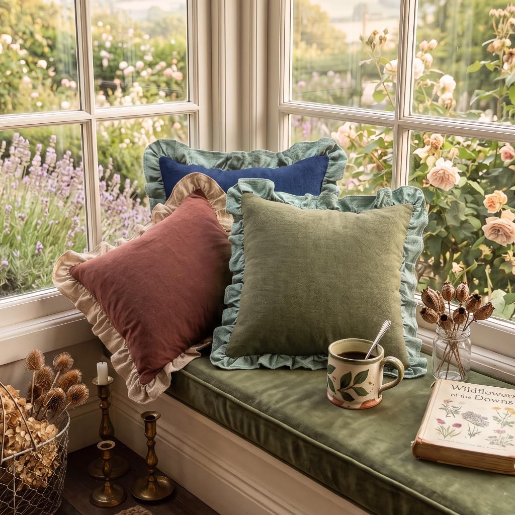 Vintage Linen Green Pillow Covers Set
