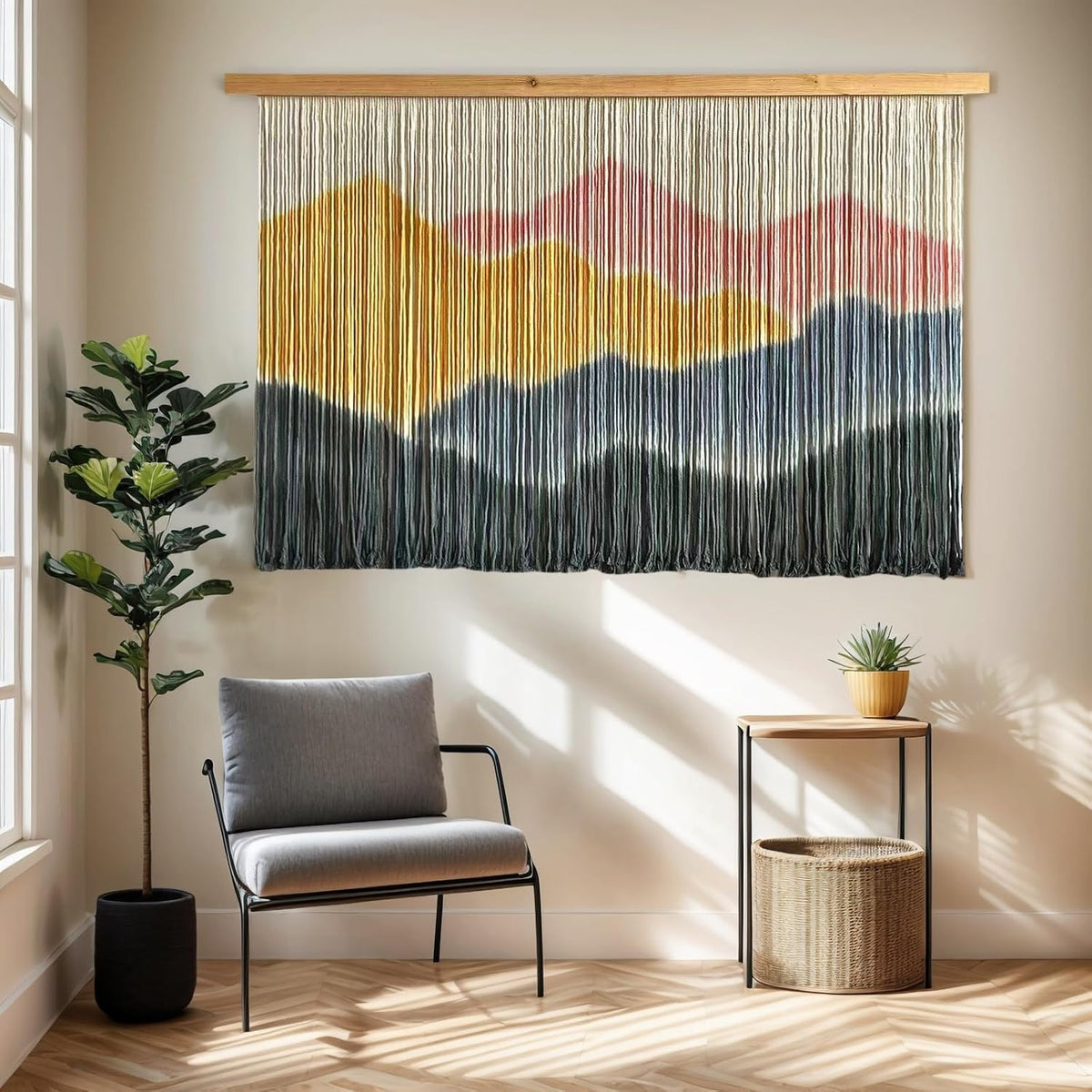 Hand‑Dyed Boho Macrame Wall Tapestry Decor