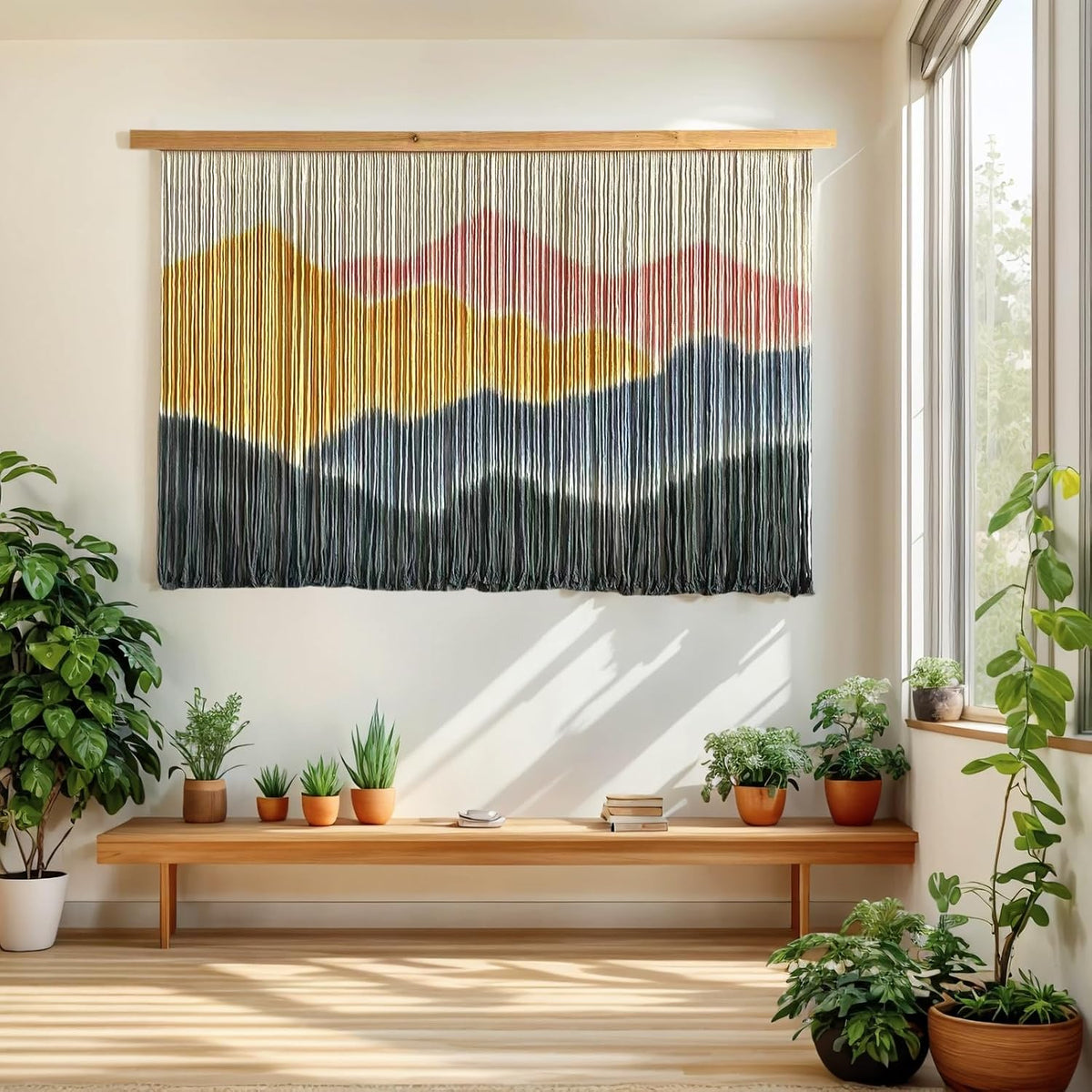 Hand‑Dyed Boho Macrame Wall Tapestry Decor