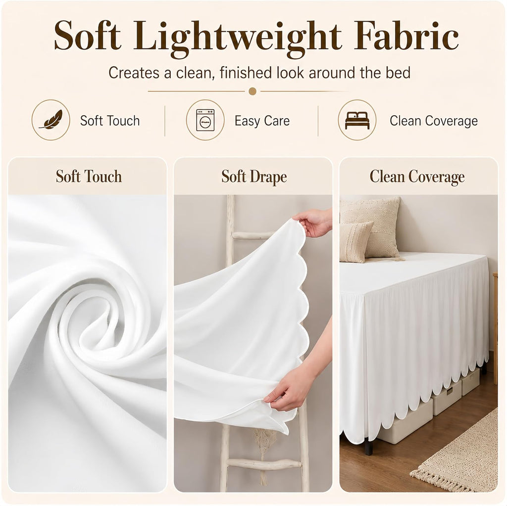 Scalloped Twin XL Dorm Drop Bed Skirt