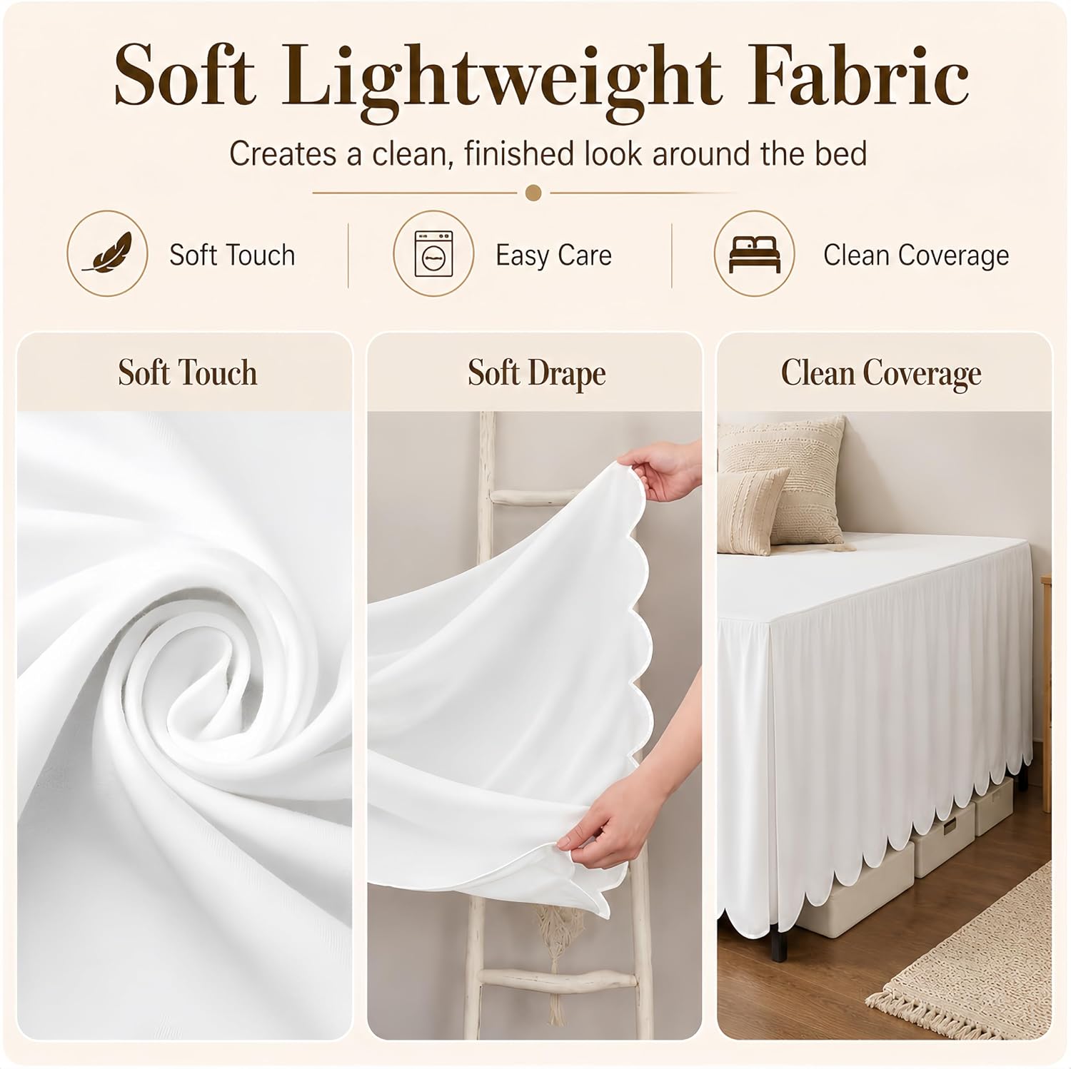 Scalloped Twin XL Dorm Drop Bed Skirt