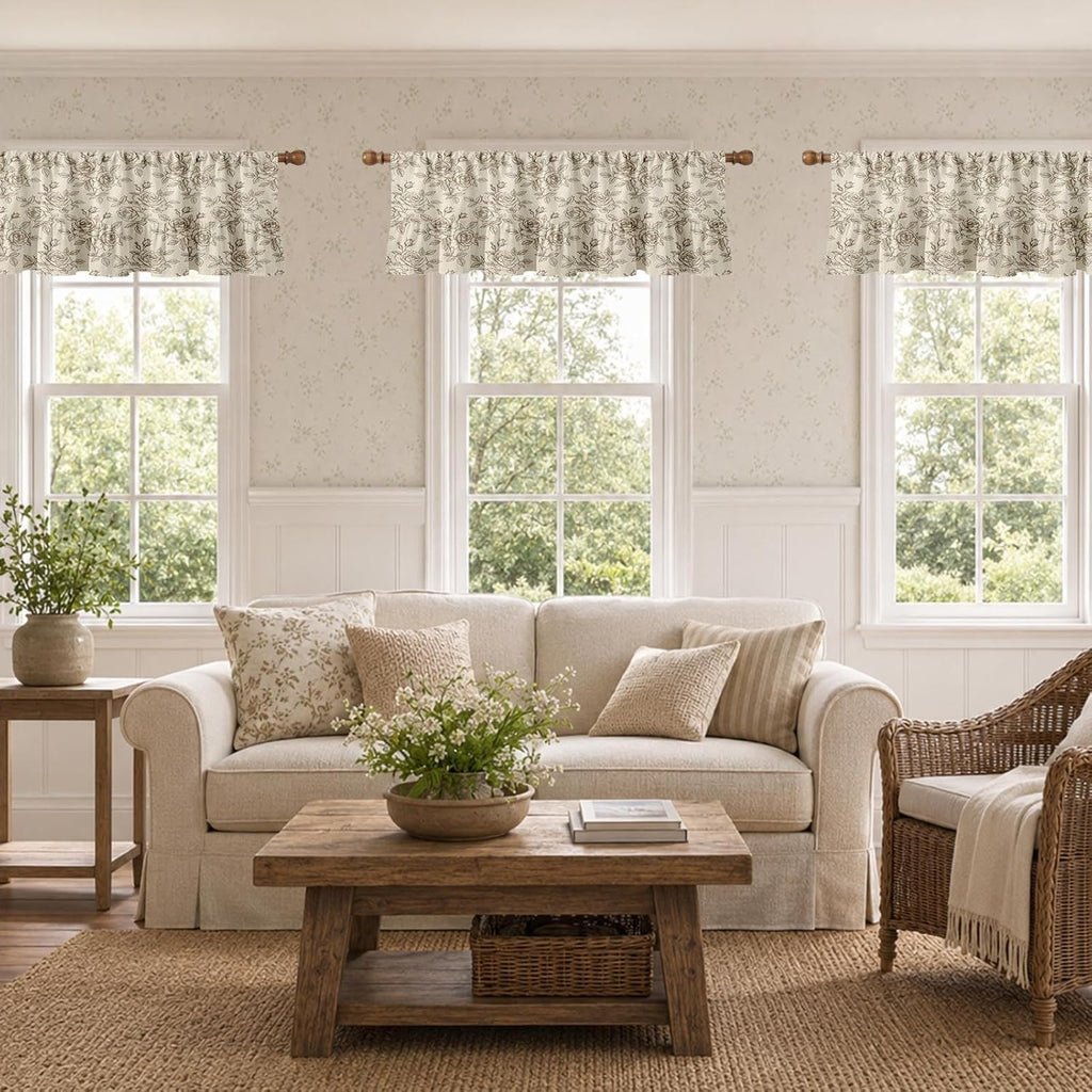 Floral Ruffle Hem Window Valance 2‑Pack