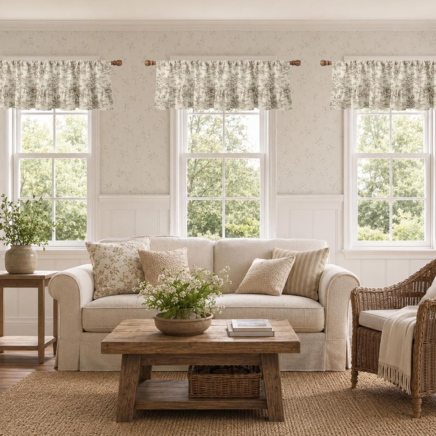 Floral Ruffle Hem Window Valance 2‑Pack
