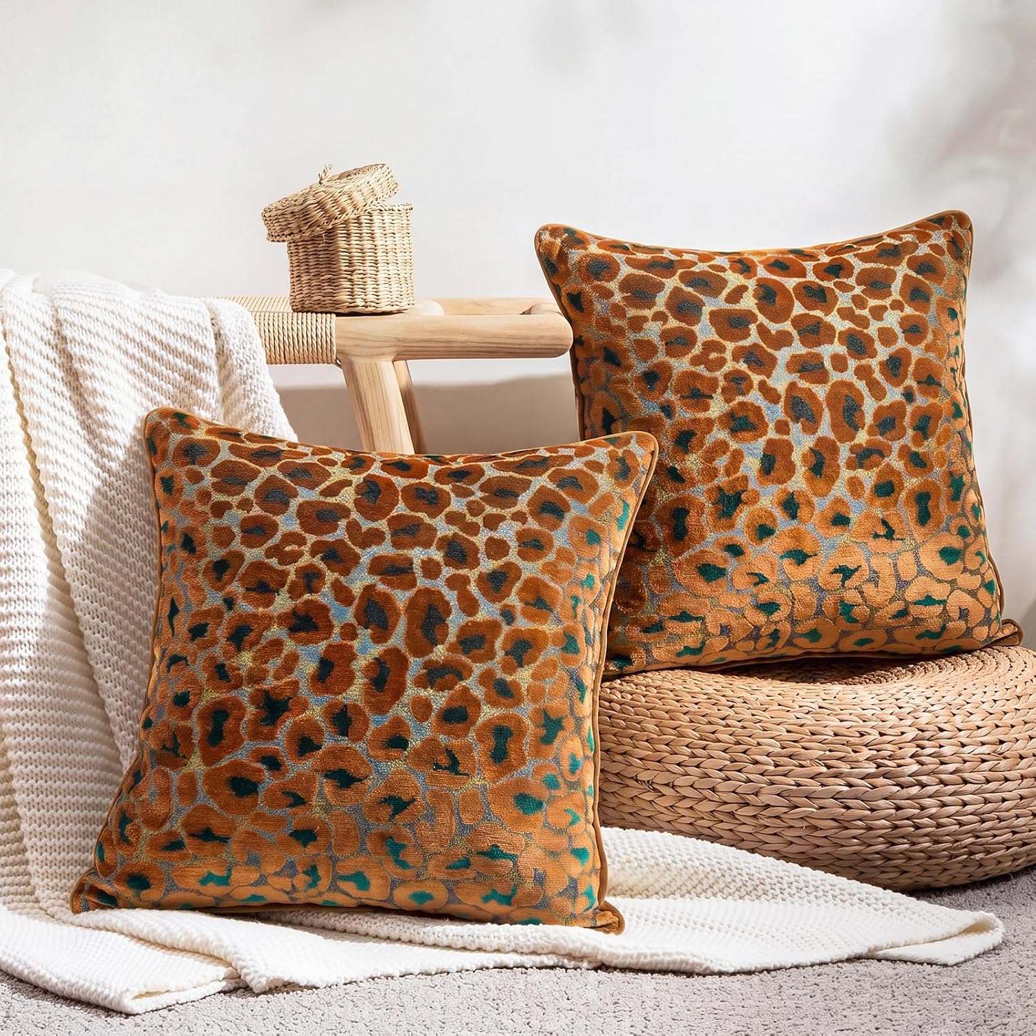 Velvet Floral Decorative Pillow Covers 2‑Pack