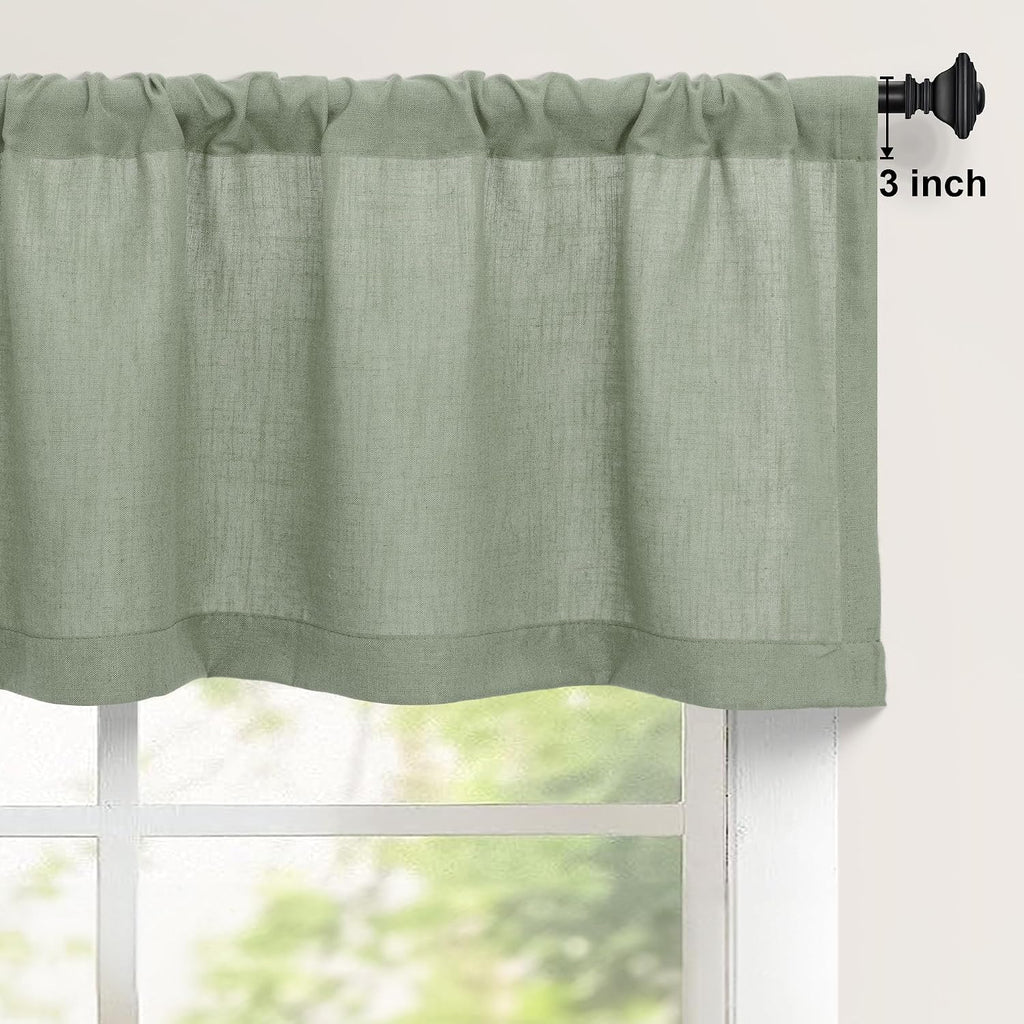 Boho Linen Sage Green Window Valance