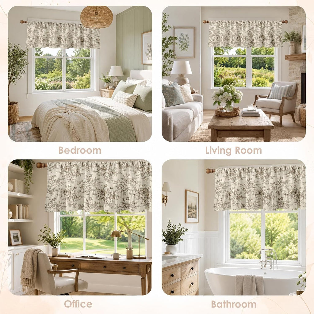 Floral Ruffle Hem Window Valance 2‑Pack