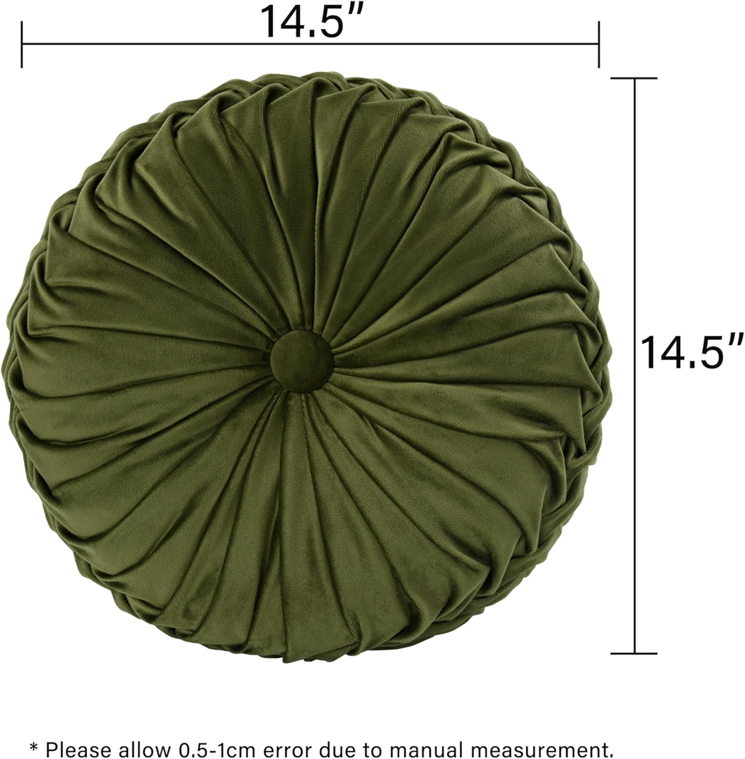 Olive Velvet Pleated Round Throw Pillows