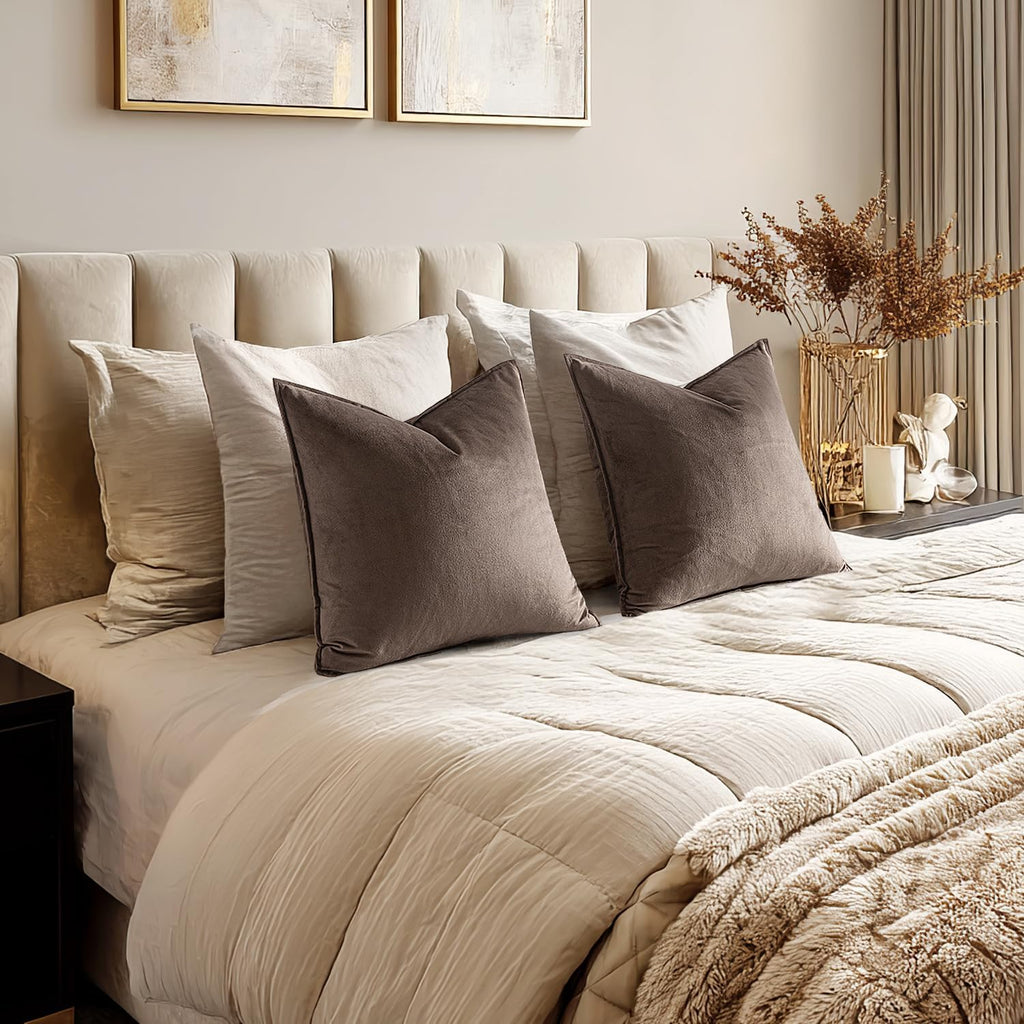 Dark Coffee Velvet Decorative Pillow Covers