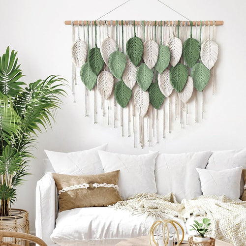 Boho Leaf Macrame Wall Hanging Decor