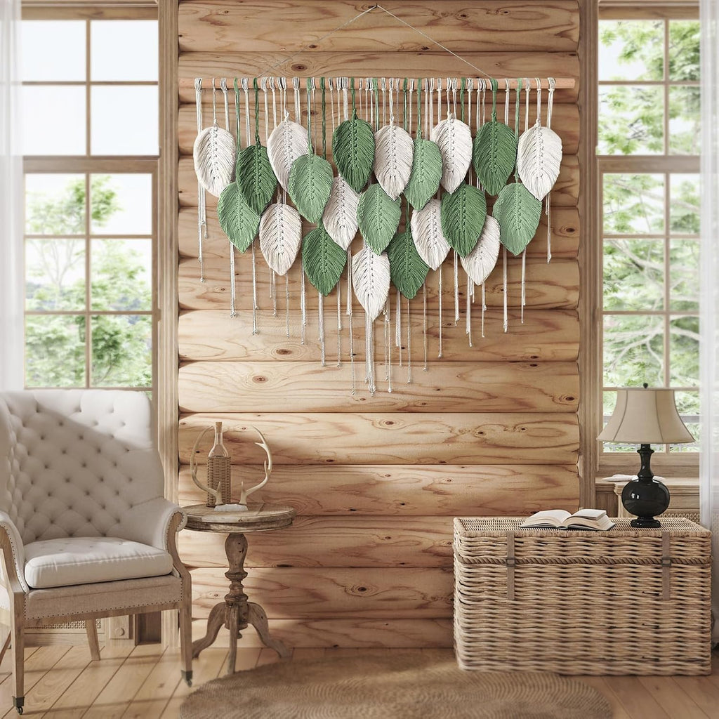 Boho Leaf Macrame Wall Hanging Decor