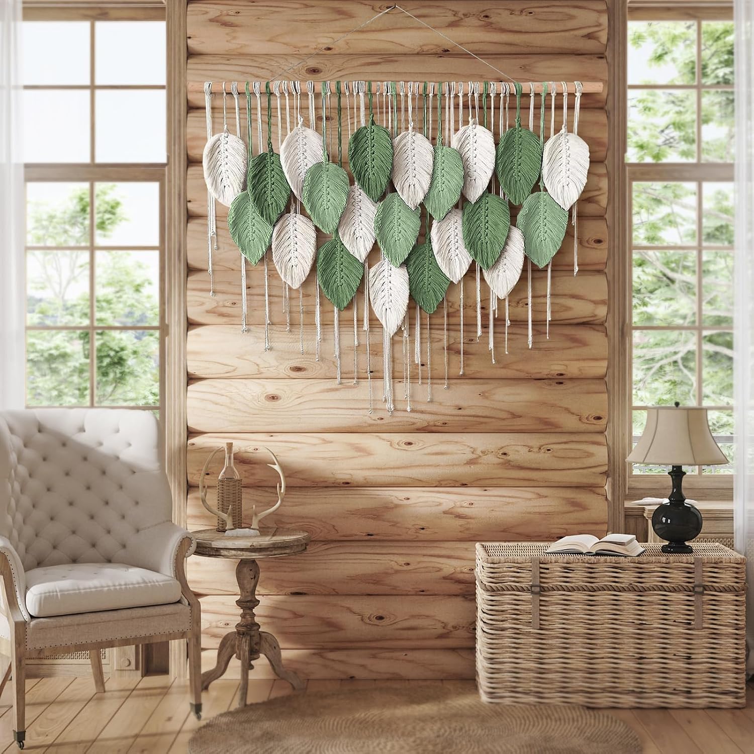 Boho Leaf Macrame Wall Hanging Decor
