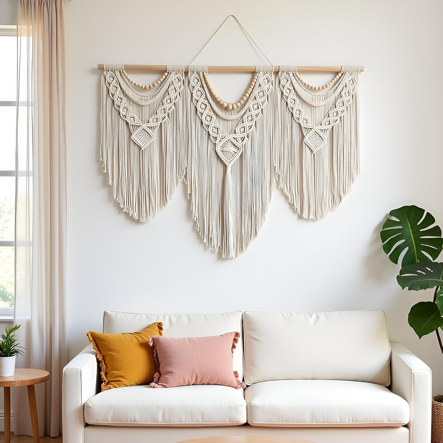 Handmade Beaded Boho Macrame Wall Hanging Decor
