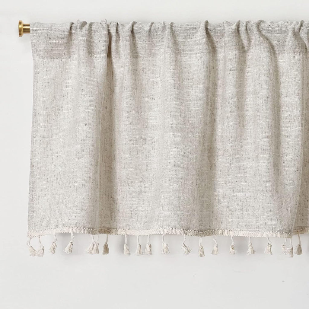 Boho Tassel Linen Window Valance 2‑Pack